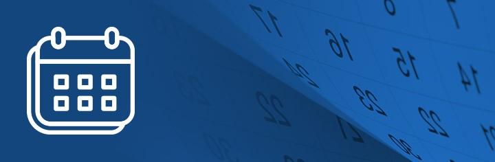 每月纸质日历的蓝色图形，上面覆盖着一个白色的日历图标